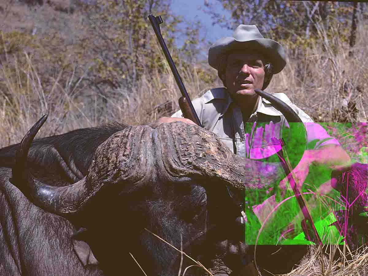 Layne took this buffalo in Rhodesia in the 1970s with a Browning Safari Grade .375 H&H Magnum, a Sierra 300-grain softnose bullet and a Hornady solid.